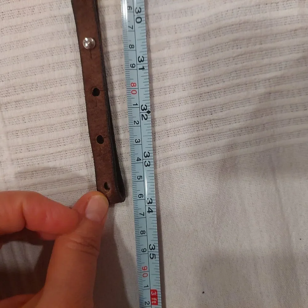 Abercrombie & Fitch Brown suede Skinny Belt O-ring Colar Stud Closure Sz Medium